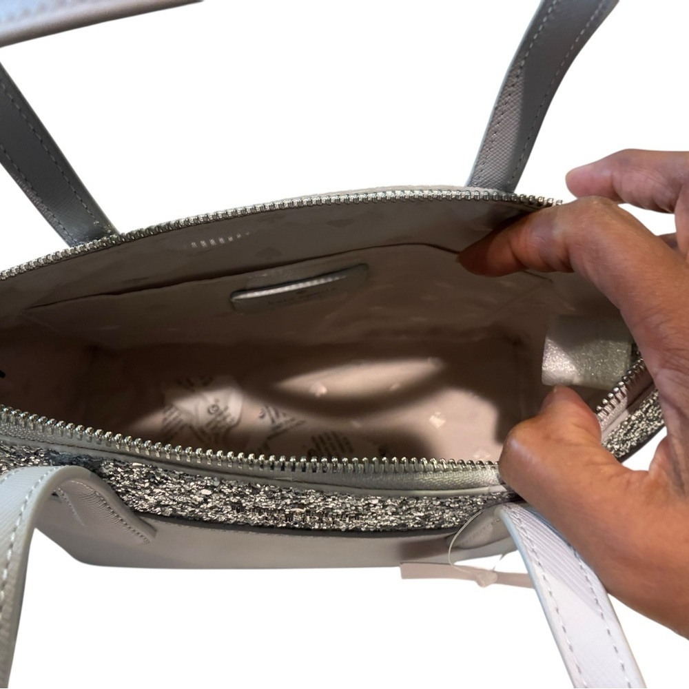 kate spade Cream and Gray Top-Handle Satchel with Pink Tag - Picture 3 of 9